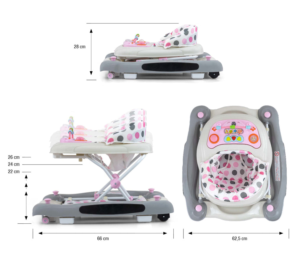 MILLY MALLY Patrol Plus 2 az 1-ben bébikomp és hinta – Pasztell pöttyös
