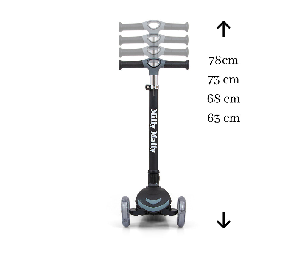 MILLY MALLY Boogie Scooter háromkerekű roller LED-es kerekekkel – Fekete