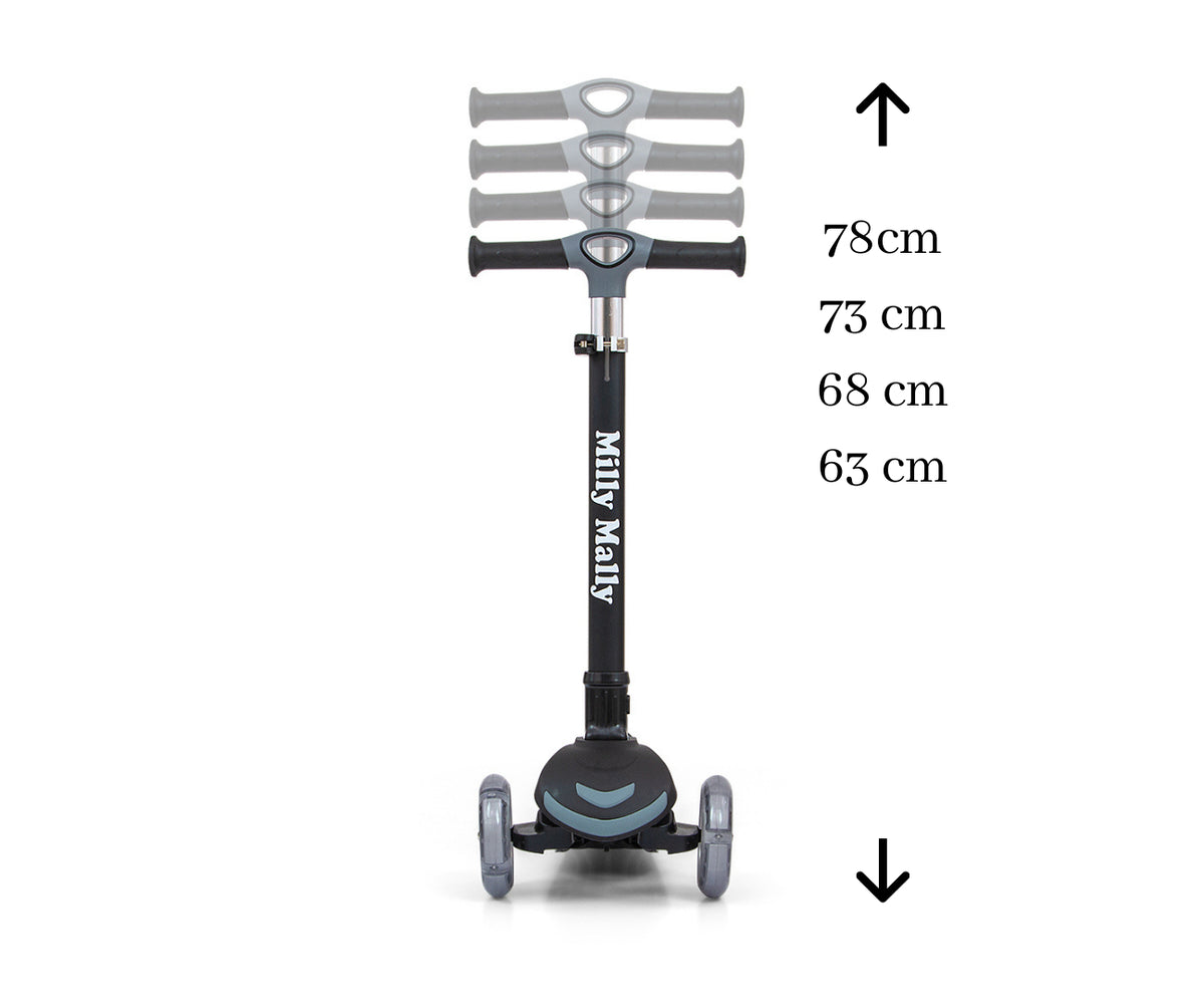 MILLY MALLY Boogie Scooter háromkerekű roller LED-es kerekekkel – Fekete