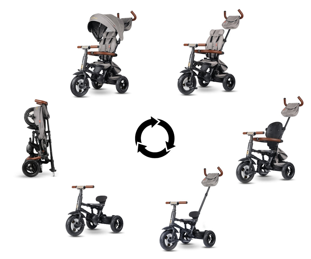MILLY MALLY Qplay Rito Deluxe Rubber összecsukható tricikli – Szürke