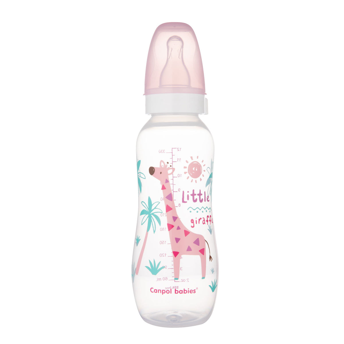 Canpol babies keskeny nyakú cumisüveg 330 ml AFRICA rózsaszín