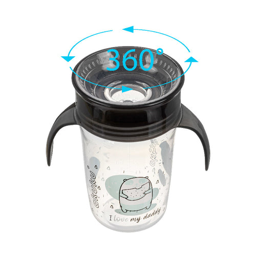 AKUKU 360°-os csepegésmentes tanulópohár – Sötét színű, 240 ml