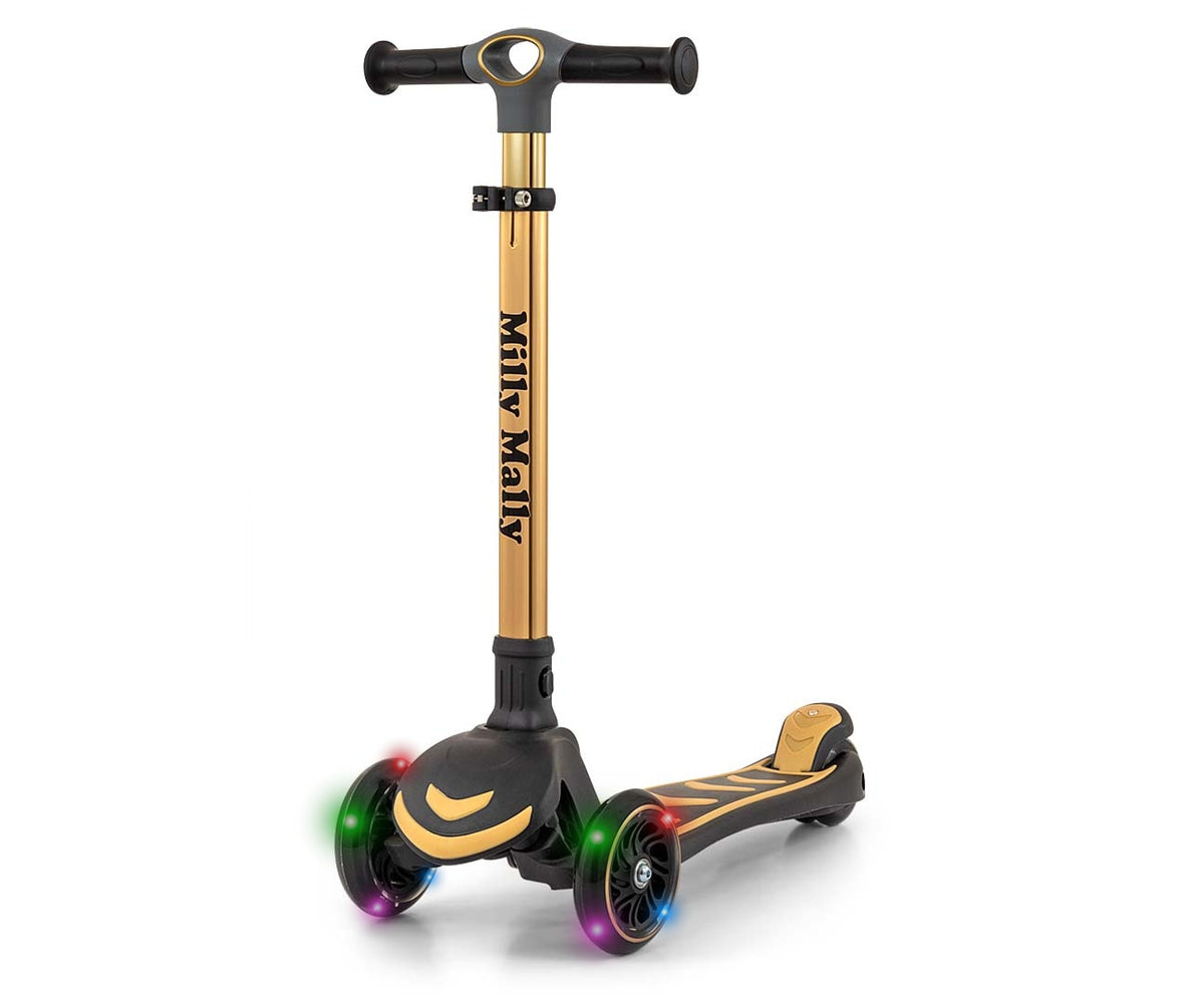 MILLY MALLY Boogie Scooter háromkerekű roller LED-es kerekekkel – Arany