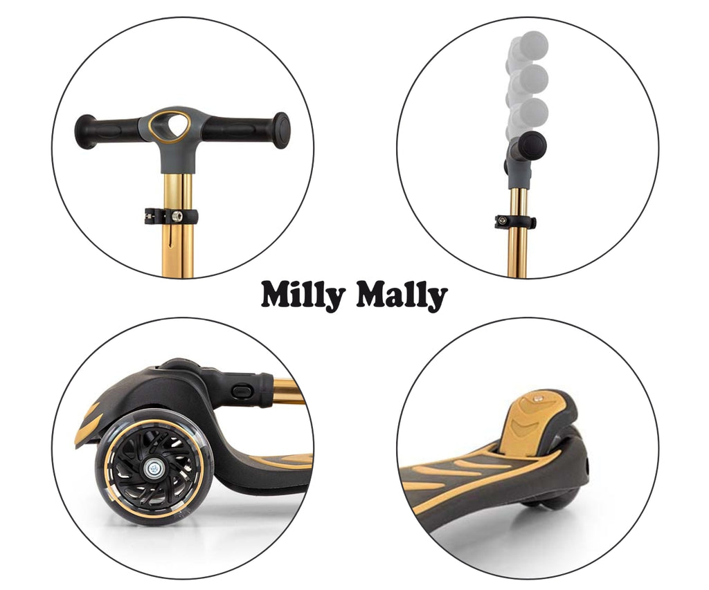 MILLY MALLY Boogie Scooter háromkerekű roller LED-es kerekekkel – Arany