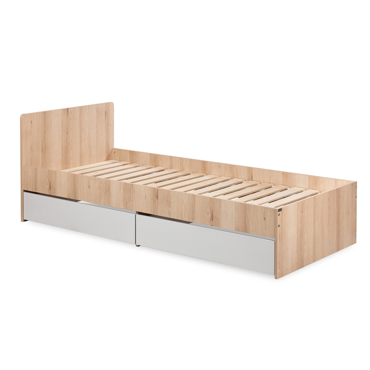 KLUPS Dalia ifjúsági ágy két fiókkal, 200 × 90 cm – bükk–szürke