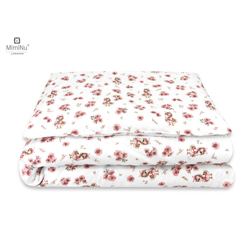 MIMINU 2 részes pamut babaágyneműhuzat szett – Rózsaszín kacsás, 100×135 cm