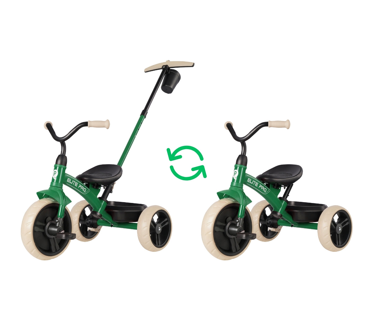 Milly Mally Qplay Elite Pro háromkerekű gyerek tricikli szülőkarral – Green