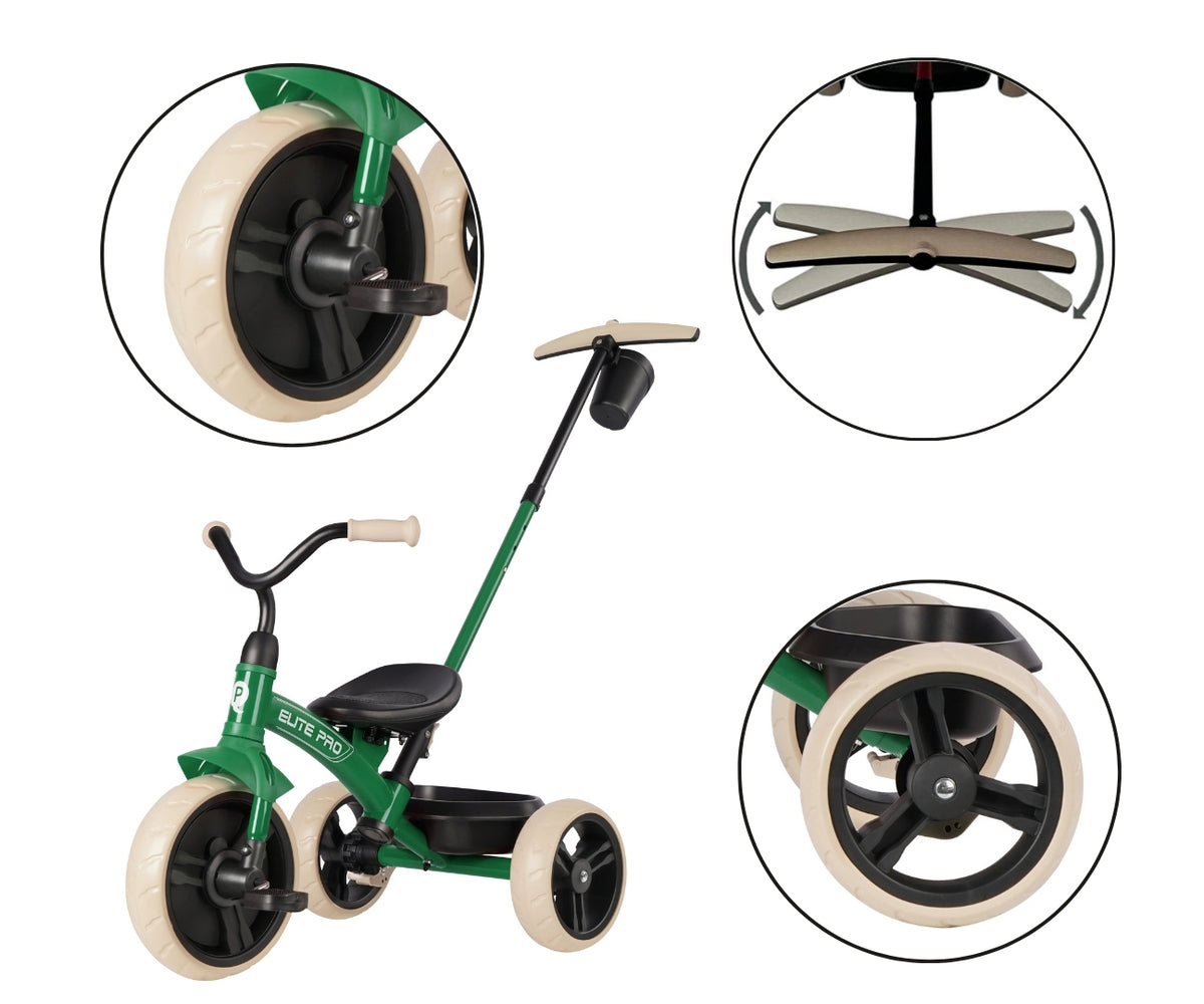 Milly Mally Qplay Elite Pro háromkerekű gyerek tricikli szülőkarral – Green