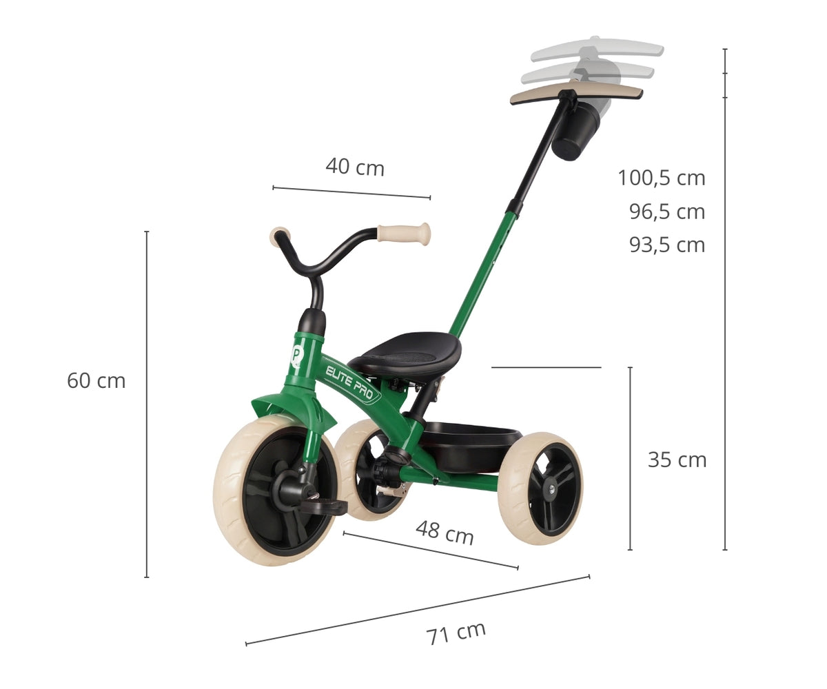 Milly Mally Qplay Elite Pro háromkerekű gyerek tricikli szülőkarral – Green