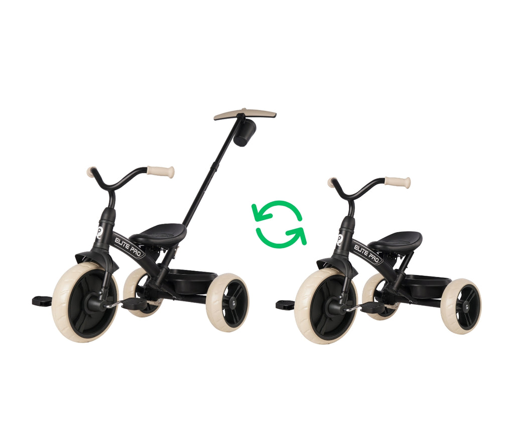 Milly Mally Qplay Elite Pro háromkerekű gyerek tricikli szülőkarral – Black