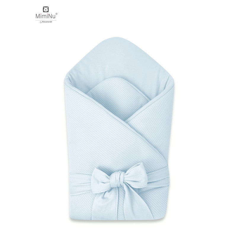 MIMINU Soft pamut, masnival megköthető babapólya 75 × 75 cm, 0–3 hónapos korig – Világoskék
