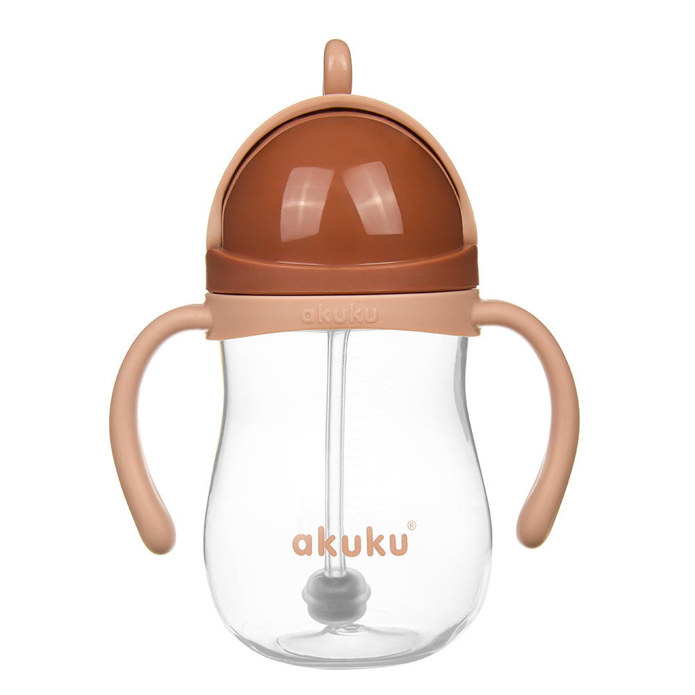 AKUKU súlyozott szívószálas tanulópohár – Mokka, 280 ml