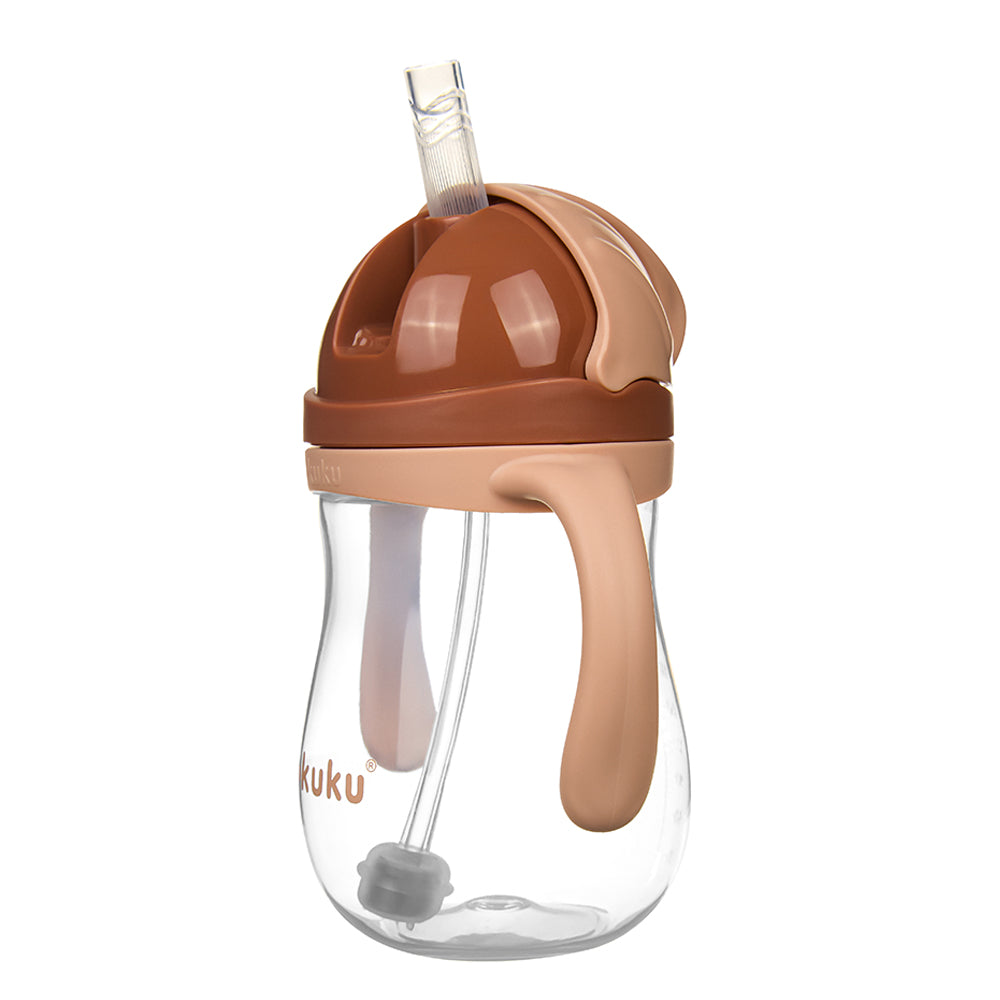 AKUKU súlyozott szívószálas tanulópohár – Mokka, 280 ml