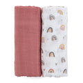PETITE&MARS bambusz muszlin textilpelenka szett 2 db – Misty Rose Rainbows 120×120 cm