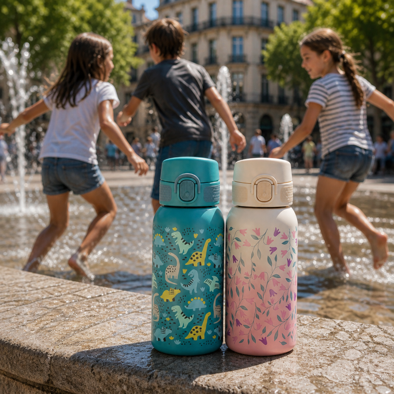 PETITE&MARS rozsdamentes acél termoszkulacs ivócsőrrel 500 ml – Rózsaszín