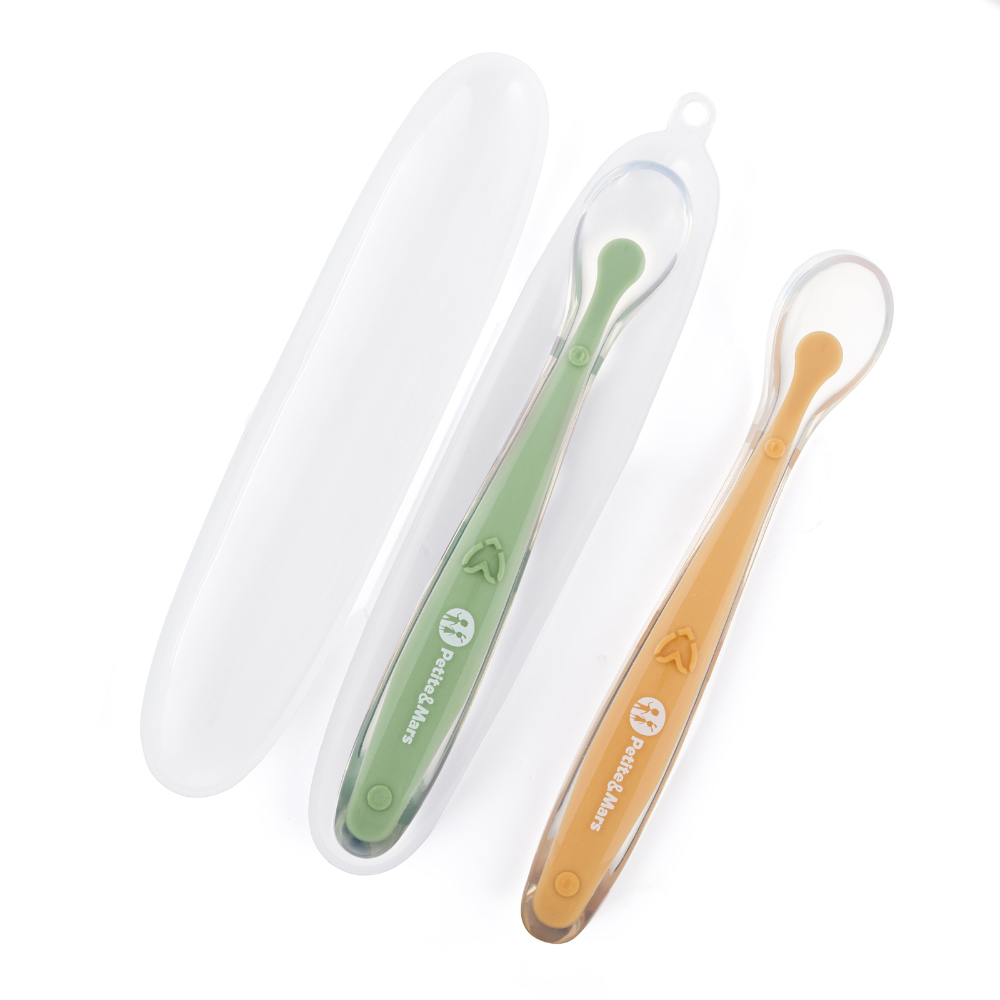 Petite&Mars TAKE&MATCH szilikon kanál szett tárolótokkal – Pea & Ochre