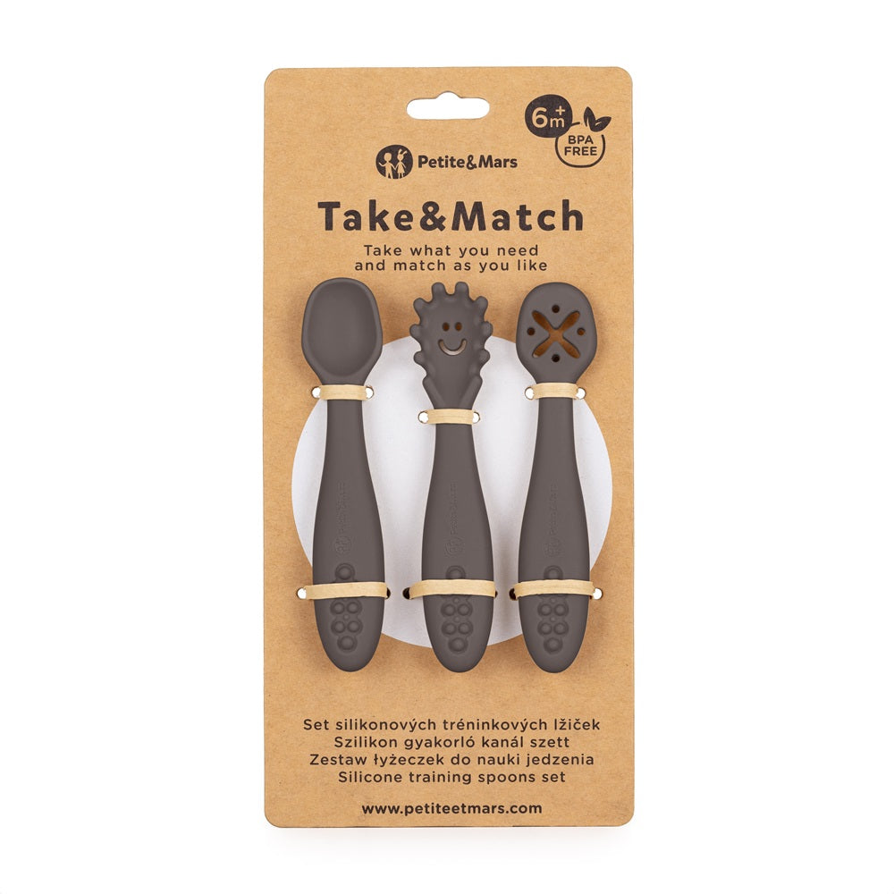 PETITE&MARS TAKE&MATCH szilikon tanulókanál szett 3 db – Bitter Cocoa