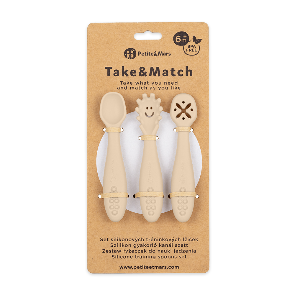 PETITE&MARS TAKE&MATCH szilikon tanulókanál szett 3 db – Desert Sand