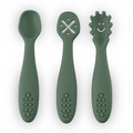 Petite&Mars TAKE&MATCH szilikon tanulókanál szett 3 db – Misty Green | 6 hónapos kortól