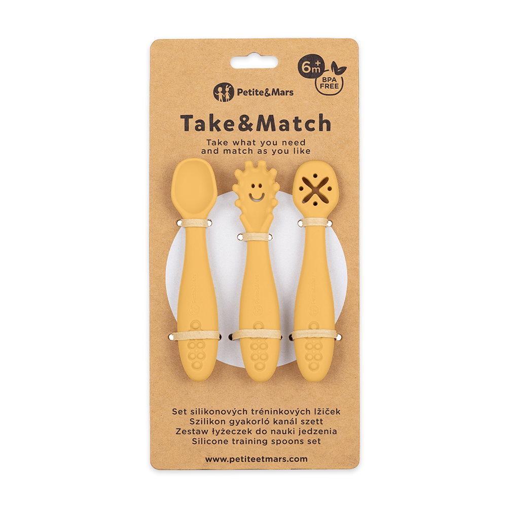 PETITE&MARS TAKE&MATCH szilikon tanulókanál szett 3 db – Intense Ochre