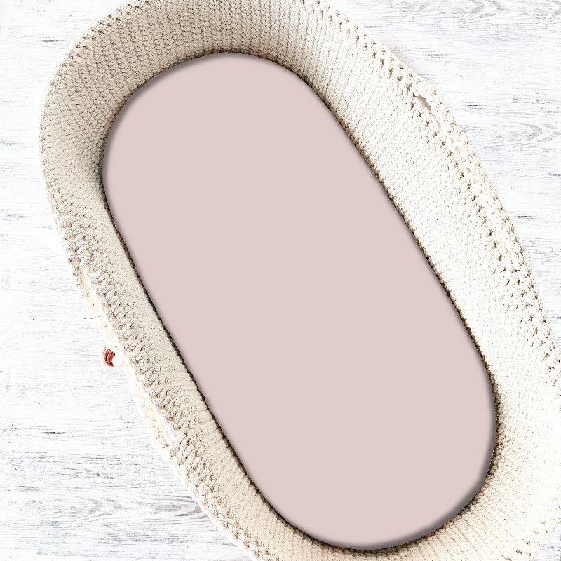 MIMINU gumis pamutdzsörzé babakocsi- és mózeskosárlepedő 80 × 35 cm – Púderrózsaszín