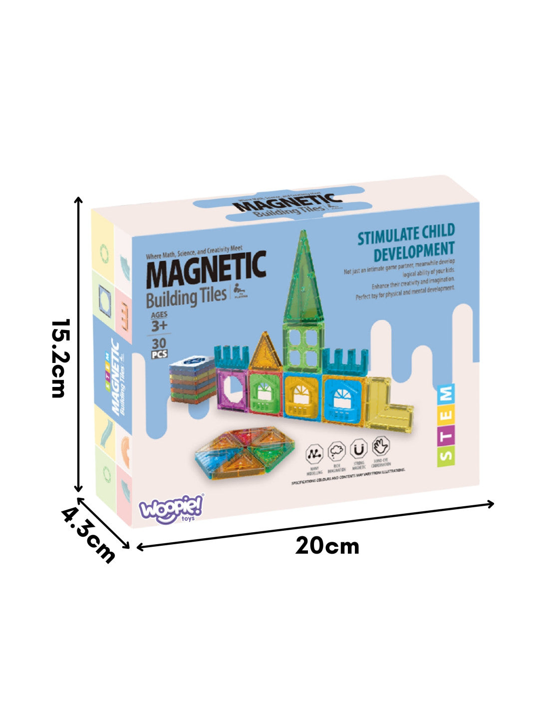 WOOPIE 3D mágneses építőjáték kastélyépítő elemekkel – 30 részes