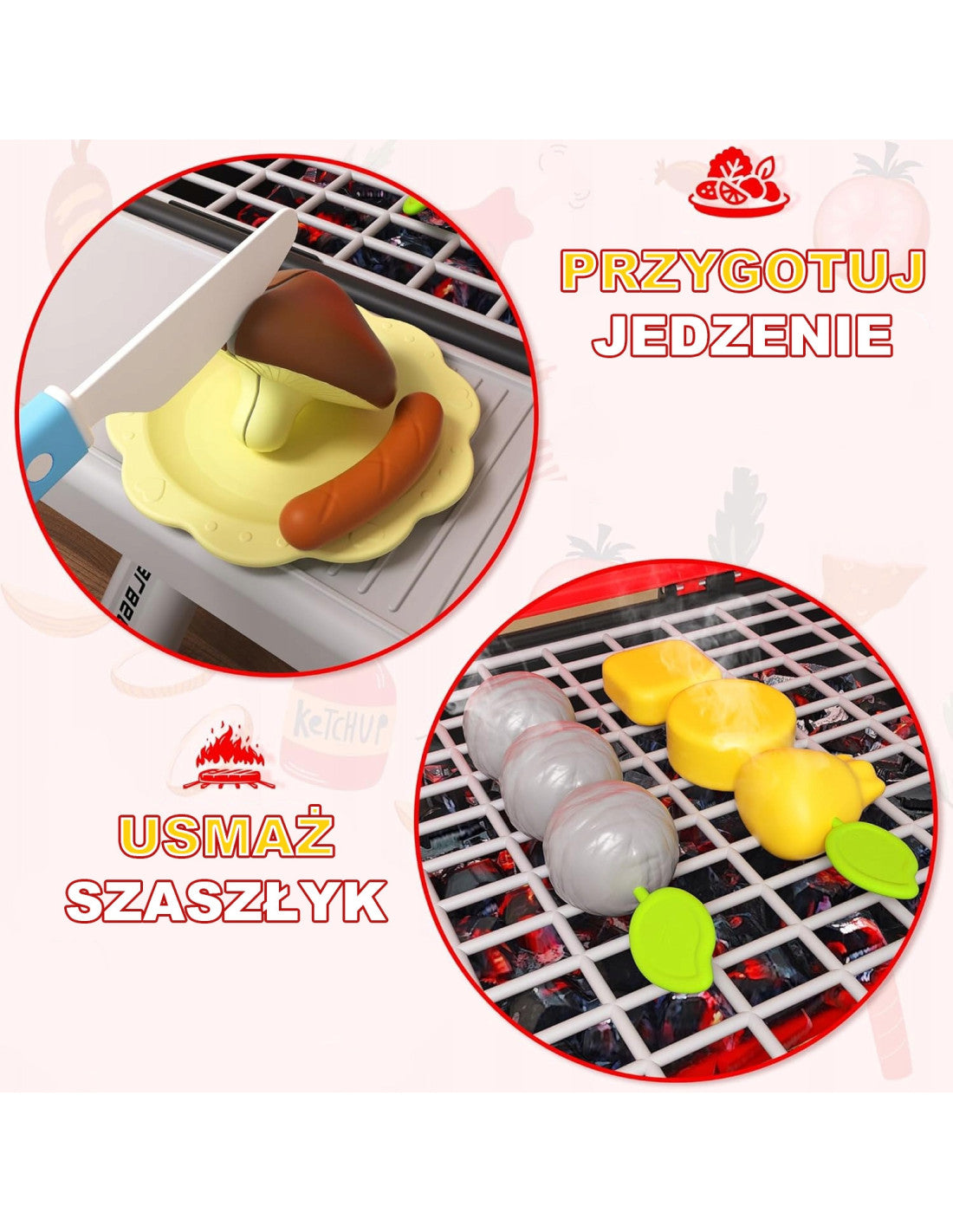 WOOPIE Interaktív játék grillsütő LED-fénnyel, vízgőzeffekttel és kiegészítőkkel – 41 részes