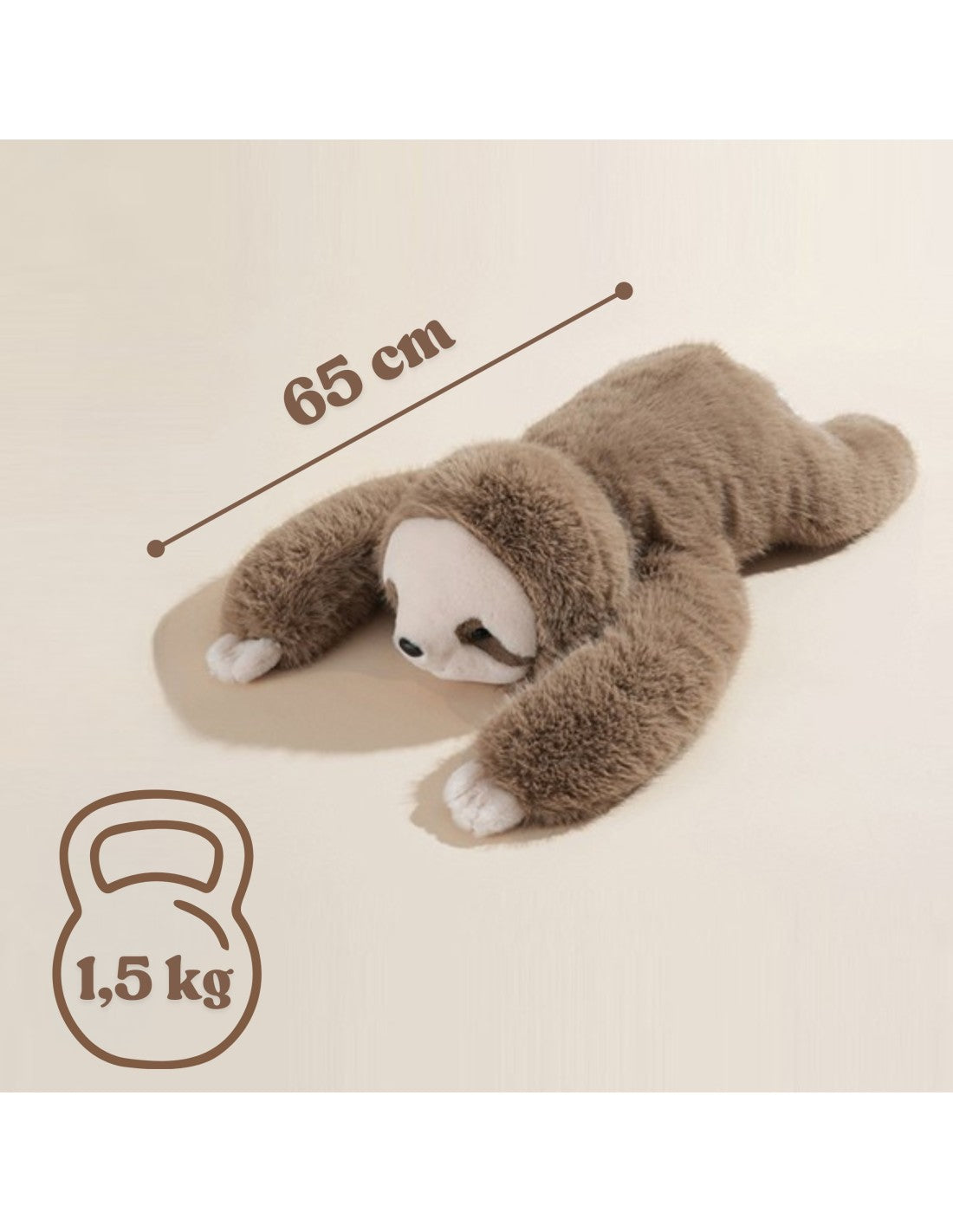 WOOPIE stresszoldó súlyozott plüss lajhár – 65 cm, 1,5 kg