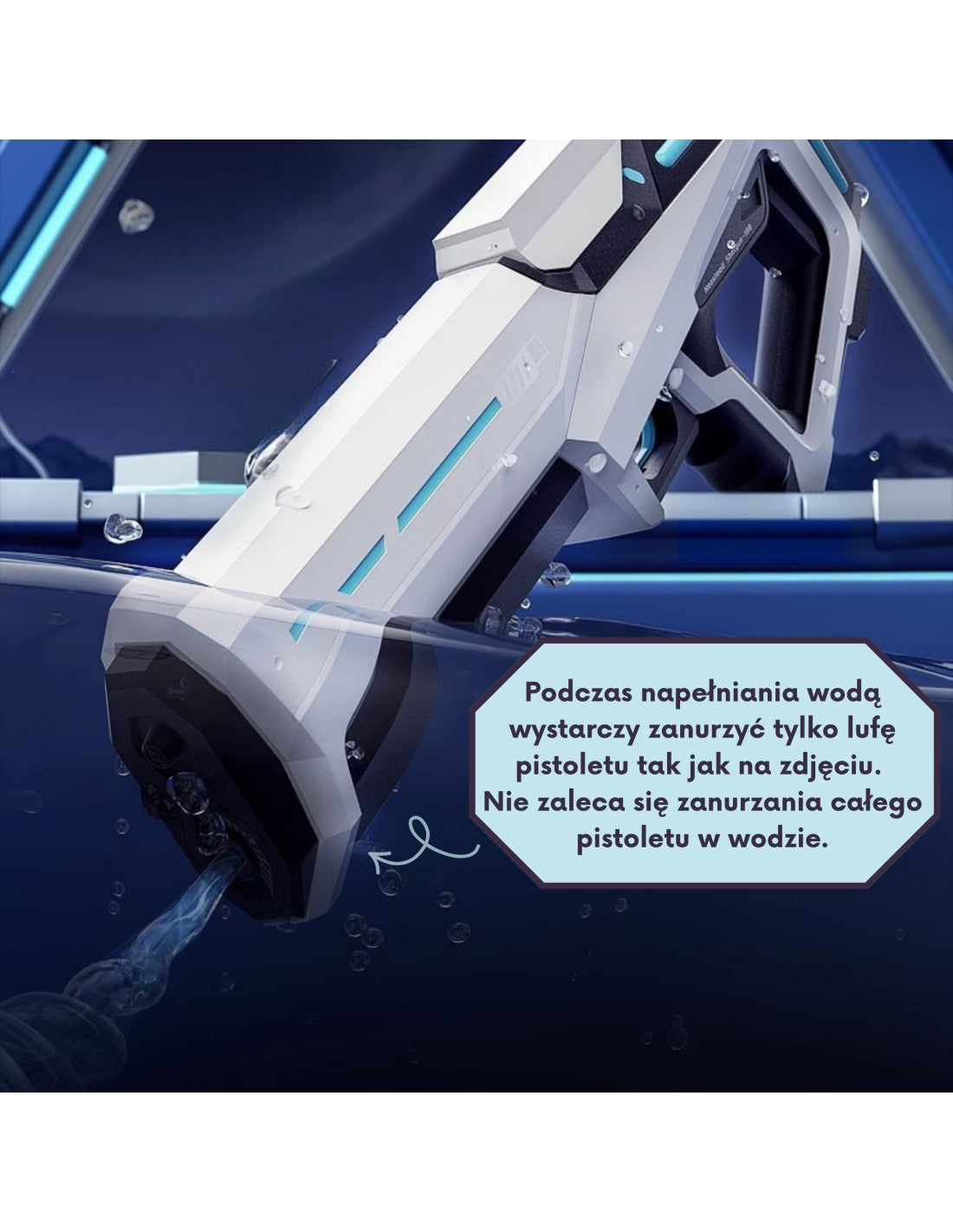 WOOPIE Elektromos vízipisztoly automatikus vízsugárral, USB-töltéssel – 43 cm