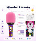WOOPIE Vezeték nélküli karaoke mikrofon Bluetooth-kapcsolattal és LED-világítással – Rózsaszín/Lila