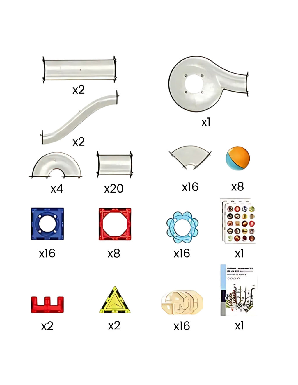 WOOPIE 3D mágneses golyópálya építőjáték színes, átlátszó elemekkel – 113 részes