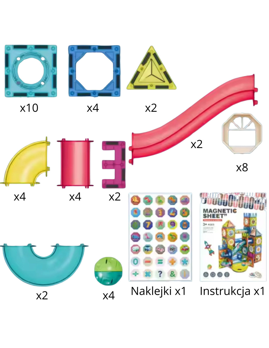 WOOPIE 3D mágneses golyópálya építőjáték – 42 részes