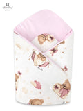 MIMINU Design merevített babapólya 75 × 75 cm – Rózsaszín, macis álom mintával