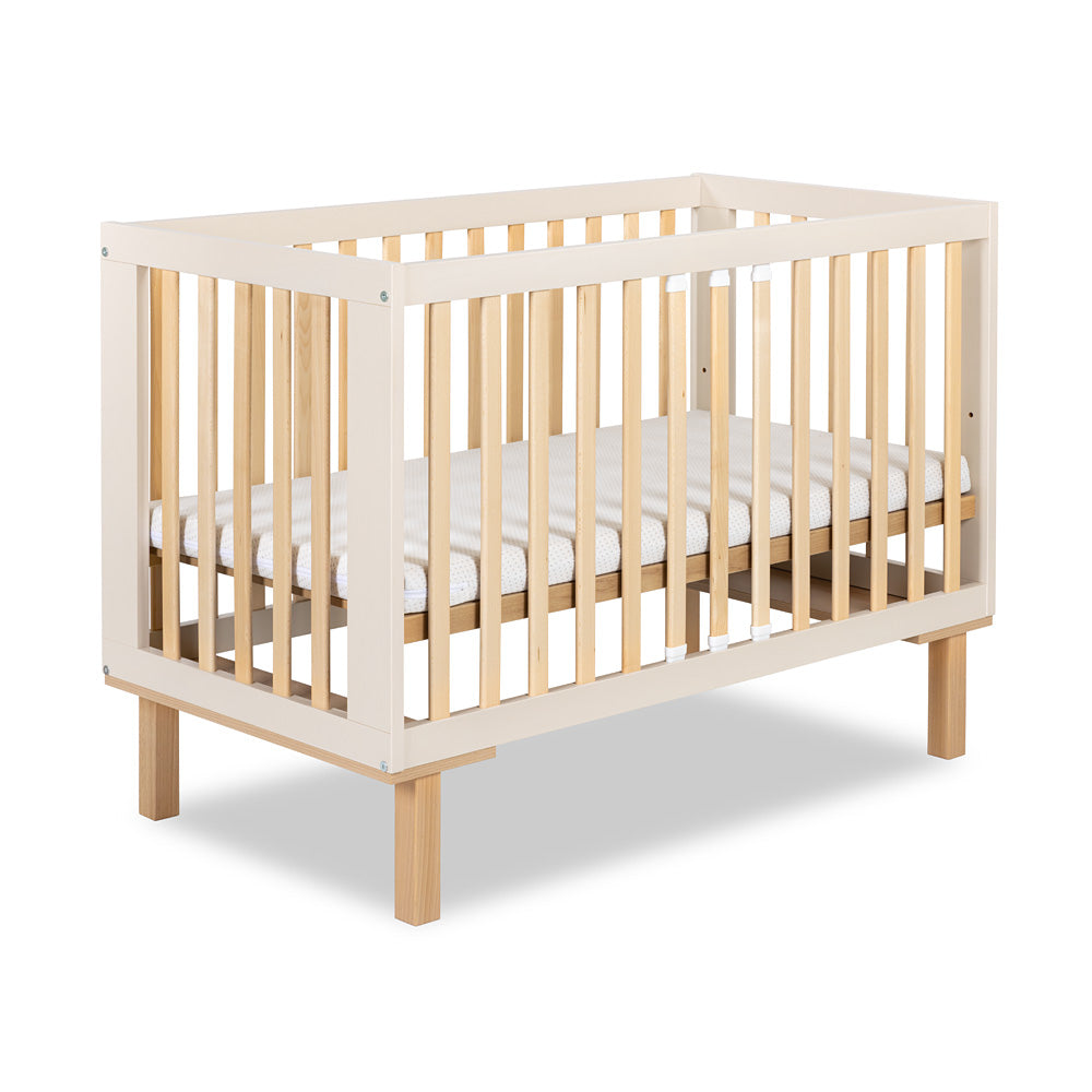 KLUPS Laura II átalakítható babaágy leesésgátlóval, 120 × 60 cm – pezsgő–bükk