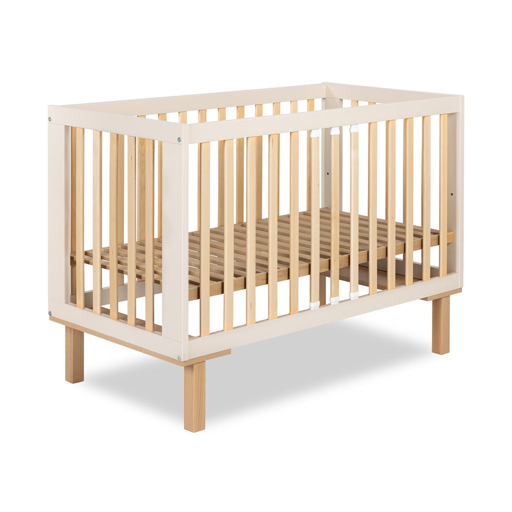 KLUPS Laura II átalakítható babaágy leesésgátlóval, 120 × 60 cm – pezsgő–bükk