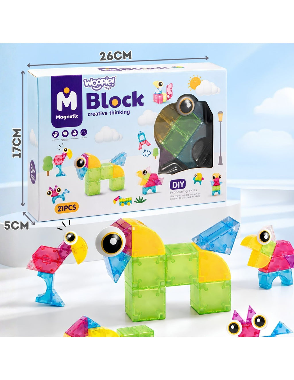 WOOPIE Kreatív mágneses építőjáték – 21 db
