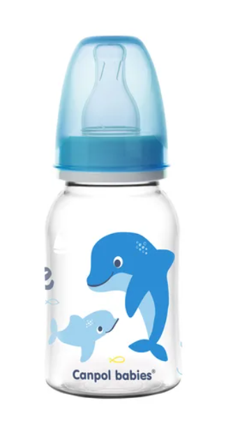 Canpol babies keskeny nyakú cumisüveg 120ml LOVE&SEA kék