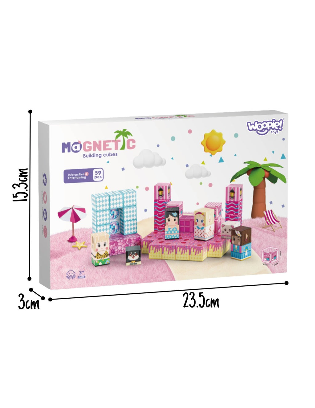 WOOPIE Pixele mágneses építőkocka készlet – Tengerparti kaland, 9 db