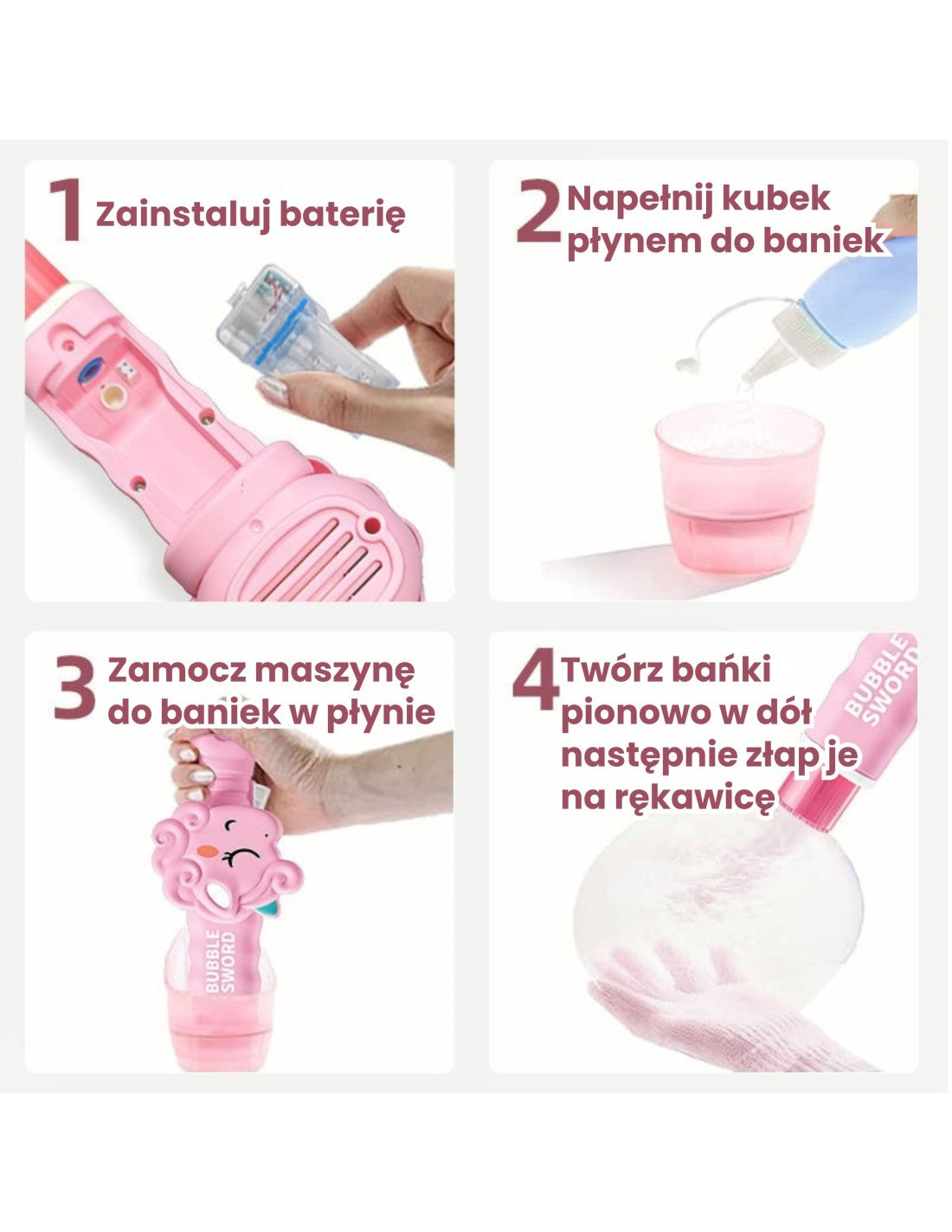 WOOPIE Zenélő unikornisos buborékfújó varázspálca füsthatással – Rózsaszín