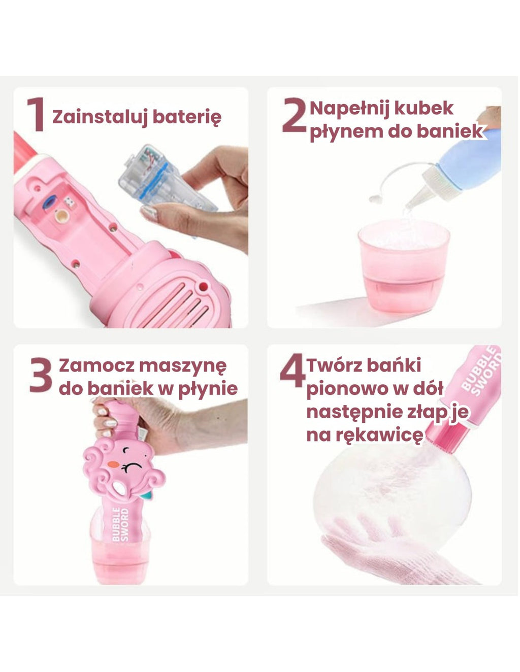 WOOPIE Zenélő unikornisos buborékfújó varázspálca füsthatással – Rózsaszín