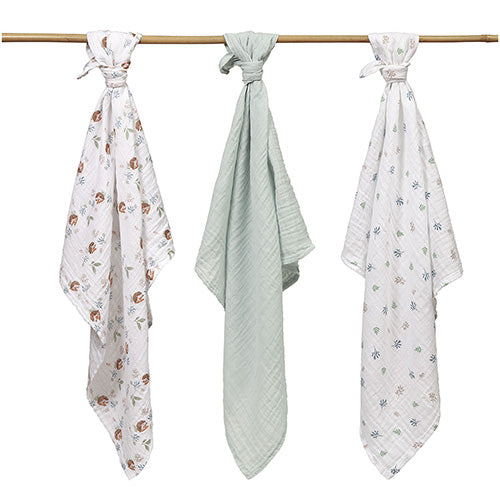 BabyOno extra puha muszlin textilpelenka 70 × 70 cm, 3 db – Mentazöld