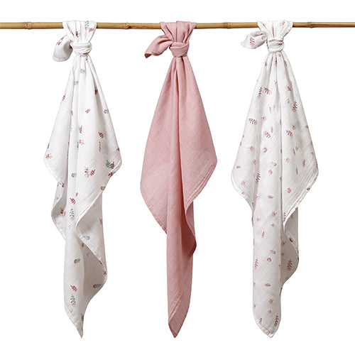 BabyOno extra puha muszlin textilpelenka 70 × 70 cm, 3 db – Rózsaszín