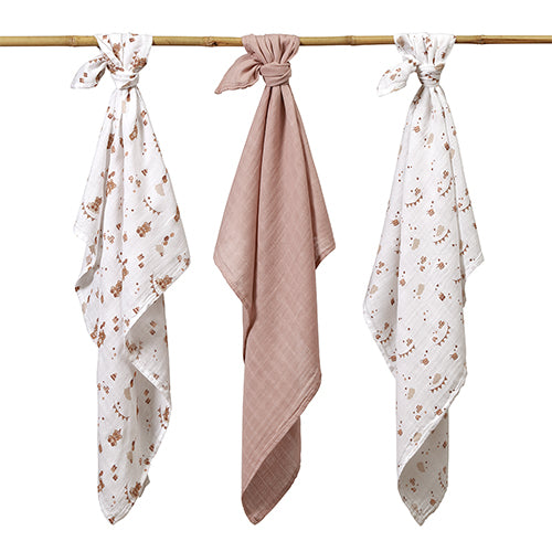 BabyOno extra puha muszlin textilpelenka 70 × 70 cm, 3 db – Barna