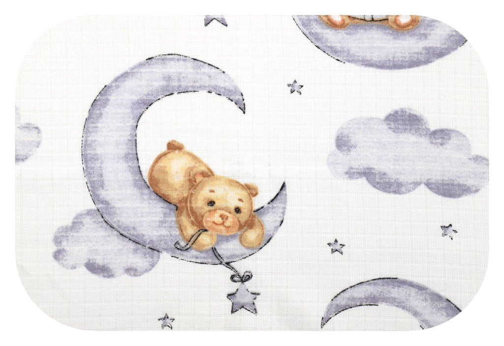 EGA KIDS mintás textilpelenka-mackó könyvvel és holddal- 70x80 cm
