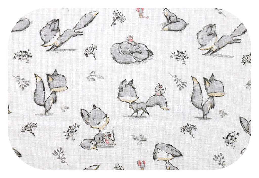 EGA KIDS szürke róka mintás pamut textilpelenka- 70x80 cm