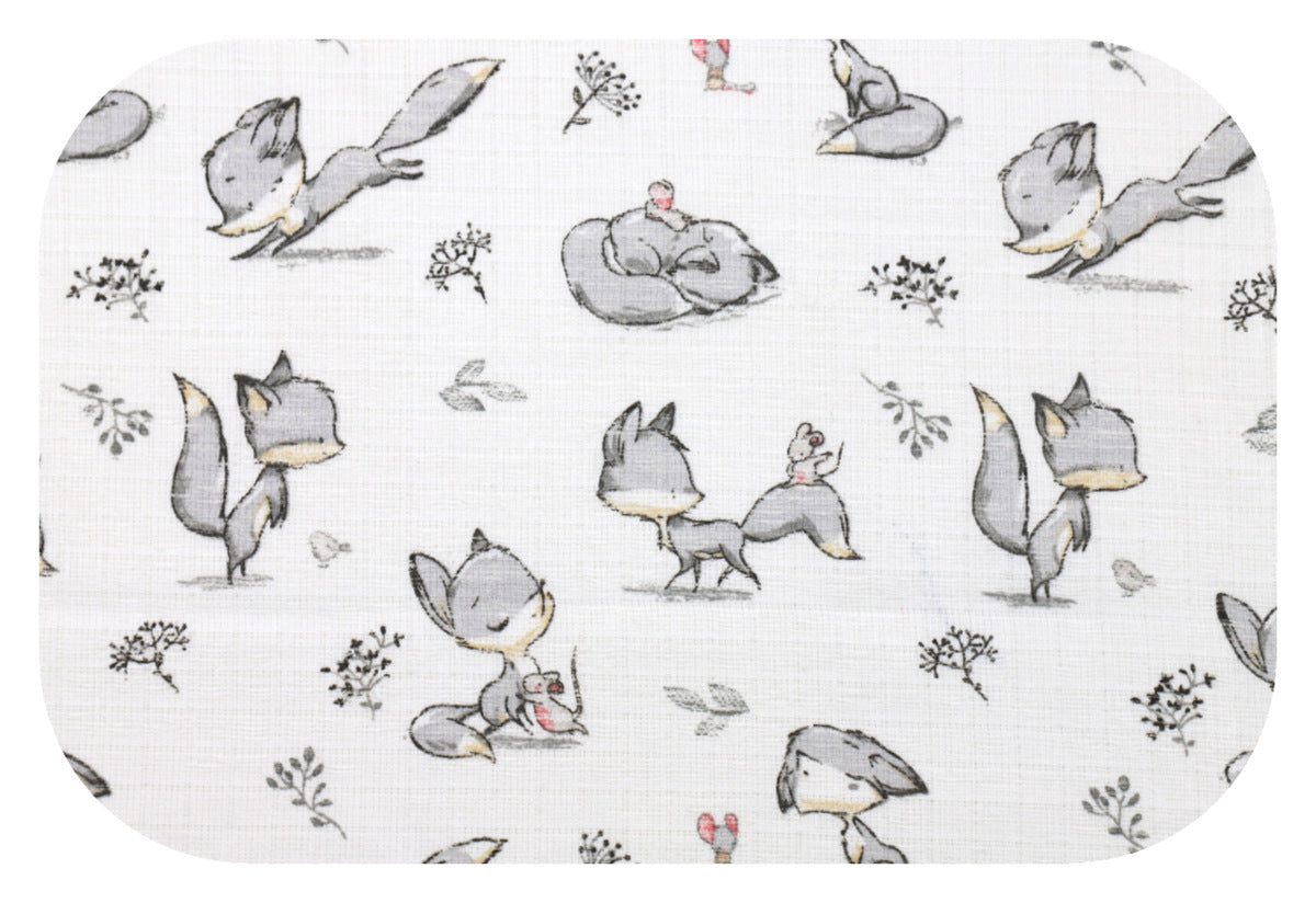 EGA KIDS szürke róka mintás pamut textilpelenka- 70x80 cm