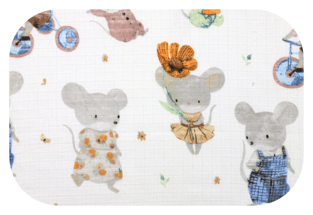 EGA KIDS mintás textilpelenka-szürke egér biciklivel- 70x80 cm