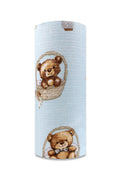 EGA KIDS mintás textilpelenka-mackók kosarakban kék alapon- 70x80 cm