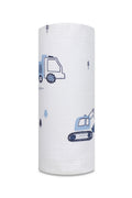 EGA KIDS mintás textilpelenka-traktor és markoló kék- 70x80 cm