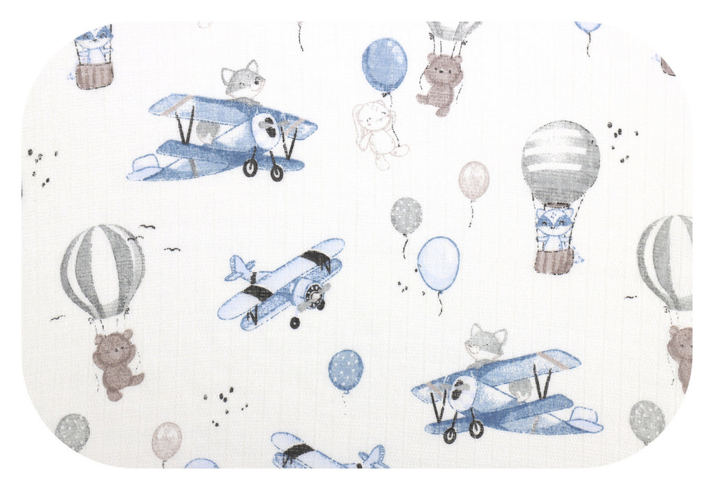 EGA KIDS kék pilóta róka mintás pamut textilpelenka- 70x80 cm